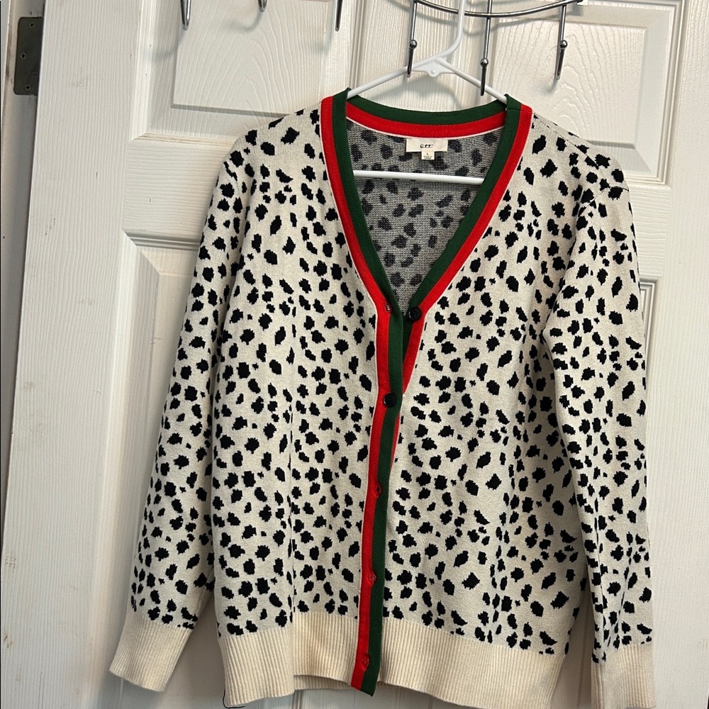 GAP Black and Cream Patterned Cardigan